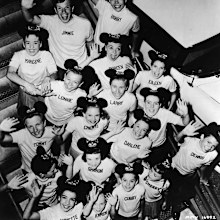 Promotional portrait of cast members of The Micky Mouse Club' television show in 1957.