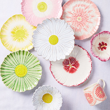 Garden flower 3D bowls and plates: $5 to $6 each