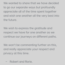 Robert Irwin and Rorie Buckey