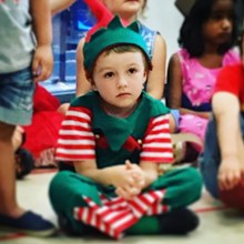 Kase made a melancholy Christmas elf in kindy.