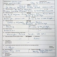 The newborn royal's official birth certificate has been unveiled. (Kensington Palace).