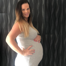 She is seven months pregnant with her fourth child.
