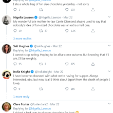 Nigella Lawson chocolate tweet responses