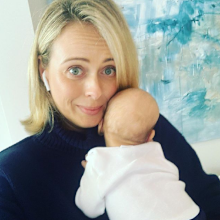 Sylvia Jeffreys holding her son Oscar.