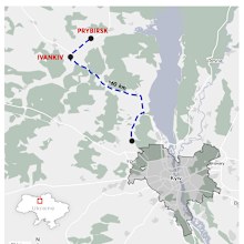 A map showing the size of the Russian convoy headed for Kyiv, where it is believed to be under orders to occupy the Ukraine capital city.