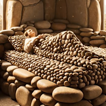 AI GENERATED CONTENT - Ai generated bed made of zen stones 