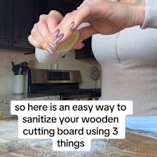 Faecal matter on cutting board sanitising