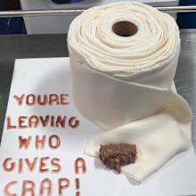 Toilet paper roll cake made from Coles mud cakes