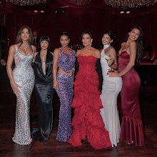 Khloe Kardashian, Kourtney Kardashian, Kim Kardashian, Kris Jenner, Kylie Jenner, Kendall Jenner at Kris Jenner's 70th birthday party