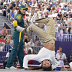 United States Logan Edra, known as B-Girl Logistx, right, and Australia's Rachael Gunn, known as B-Girl Raygun, compete during the Round Robin at the breaking competition at La Concorde Urban Park at the 2024 Summer Olympics, Friday, Aug. 9, 2024, in Paris, France. (AP Photo/Frank Franklin)