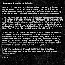 Nick McBrain announces retirement from touring with Iron Maiden