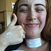 Kodi Brown in hospital after having her thyroid removed.