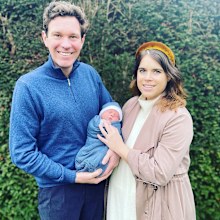Jack Brooksbank and Princess Eugenie with their son August Philip Hawke Brooksbank