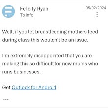 Felicity Ryan breastfeeding