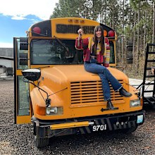 Sara Bartlett after buying her school bus.