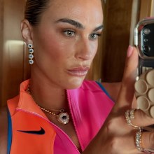 The Belarusian world No. 1 was wearing massive sparkly earrings during her match with Tiantsoa Rakotomanga Rajaonah. 