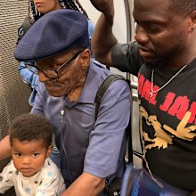Kevin Hart with father Henry and son Kenzo.