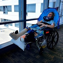 NZ climber Anna Parsons sits in a wheelchair in California.