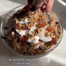The sundae was sprinkled with caviar.
