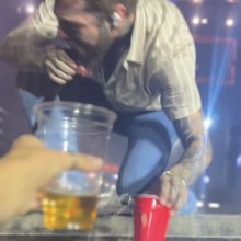 Post Malone falls of stage mid-concert