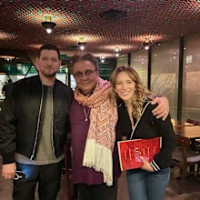 Michael Buble and wife Luisana Lopilato with chef Vij from Vij's in Vancouver