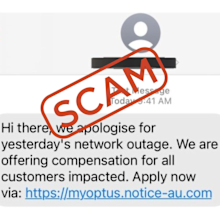 A scam targeting Optus customers following the network outage.