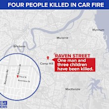 A map of Brisbane showing the location of the car on fire in Camp Hill