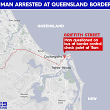 Man fined at Griffith Street Queensland-NSW border checkpoint.