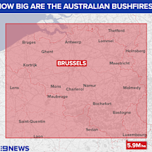 The size of the affected area over Belgium.