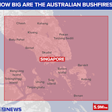 The damage zone dwarfs Singapore in a comparison.