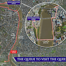 The queue to view the Queen's coffin will stretch for kilometres through London.