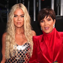 Kim Kardashian West, Khloé Kardashian, and Kris Jenner, winners of The Reality Show of 2021 award for Keeping Up With the Kardashians, pose during the 2021 People's Choice Awards held at Barker Hangar on December 7, 2021 in Santa Monica, California. 