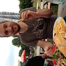 Leigh on one of his few outings in Germany after suffering a chronic pain episode on a family holiday.
