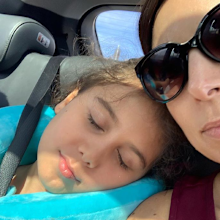 Jo Abi with her daughter Caterina, 10.