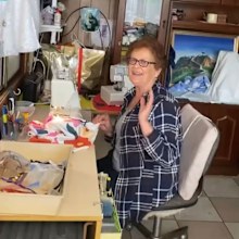 Costa's nonna hard at work sewing the first version of the Basic Band.