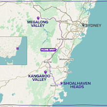 South coast road trip itinerary map