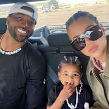 Tristan Thompson, Khloé Kardashian and daughter True.
