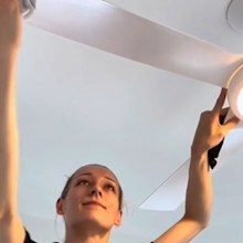Dusting a ceiling fan