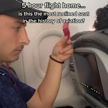 Plane passenger in 'most reclined seat in history' divides opinion