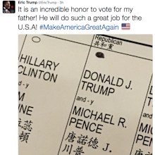 Eric Trump's tweet.