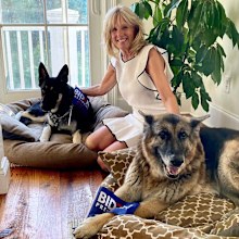 Jill Biden with 'first dogs' Champ and Major