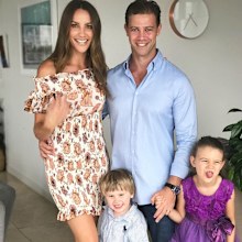 Rachael Finch with husband Michael Miziner and their children Dominic and Violet.