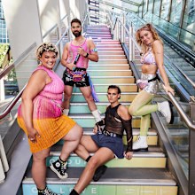 Emma Horn with other Instagram creators as part of the Mardi Gras Rainbow Reels squad.