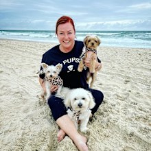 Shelly Horton with her three dogs
