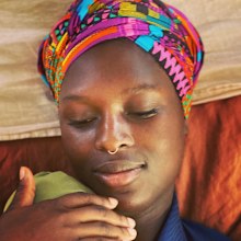 Jodie Turner-Smith with her newborn daughter