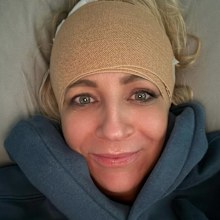 Carrie Bickmore smashed her head and has to undergo surgery after walking into a wall