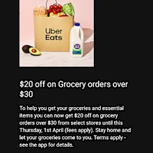 UberEats have offered specials around grocery orders through the service during Brisbane's three day lockdown. 