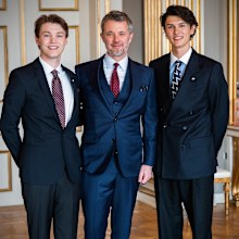 King Frederik X awards his nephews Count Nikolai and Count Felix of Monpezat with the Grand Cross of the Order of Dannebrog at Frederik VIII's Palace, Amalienborg, on Monday May 26, 2025.