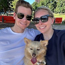 Steve Smith and Dani Willis with their dog Bailey
