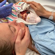 Jess Hollyoake with daughter Rylee, who was born three months premature.